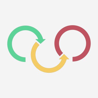 Adım adım üç renkli oklar. Şablon infographics. Beyaz arka plan üzerinde izole vektör çizim