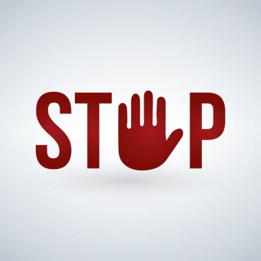 İşareti vektör illüstrasyon izole beyaz zemin üzerine kırmızı el ile durdurmak.