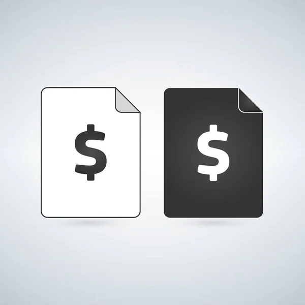 Página Documento Dinheiro Ícone Documento Conta Símbolo Fatura Formato Arquivo —  Vetores de Stock