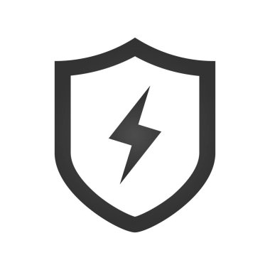 Yıldırım ve kalkan simge vektör logo şablon simgesi korumak.