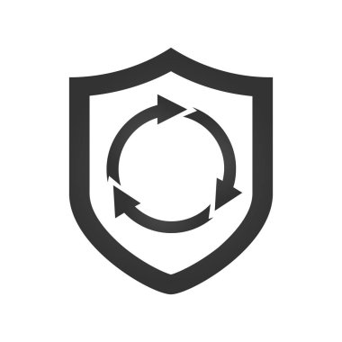 Güvenlik kavramı v ector illüstrasyon izole beyaz arka plan üzerinde daire oklarla kalkan.