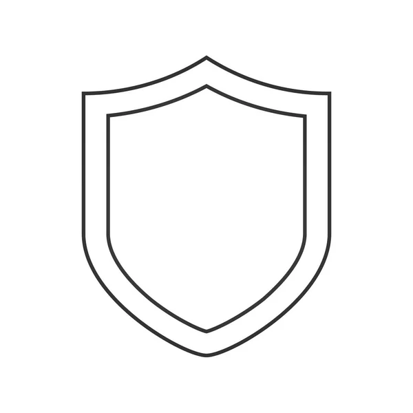 Line säkerhetssköldikonen, disposition vector tecken, linjär stil piktogram isolerade på vitt. Skydd sköld symbol, logotyp illustration. — Stock vektor