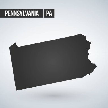 Pennsylvania Eyalet harita siyah beyaz bir arka plan üzerinde. Vektör çizim.