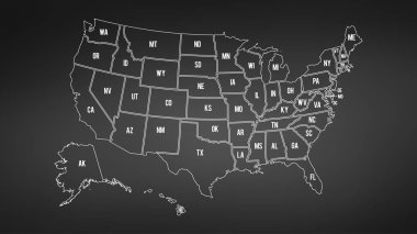 Alaska ve Hawaii ile ABD harita harita ayrı devlet ayrı adı blackboard kara tahta vektör