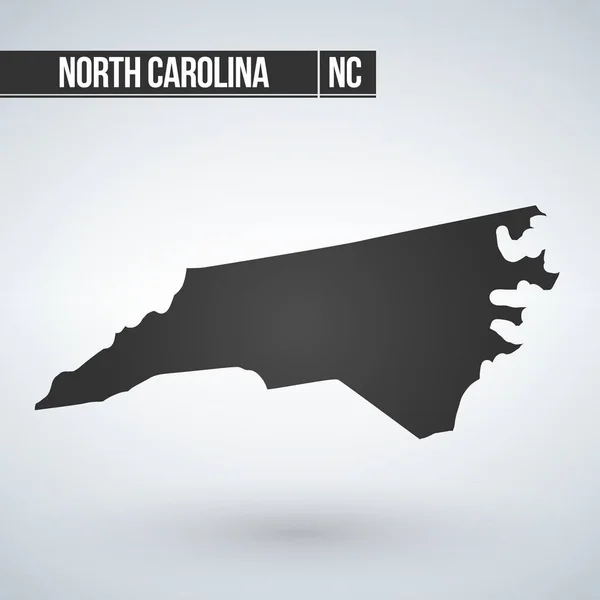 Mapa del estado de Carolina del Norte en negro sobre fondo blanco. Ilustración vectorial . — Vector de stock