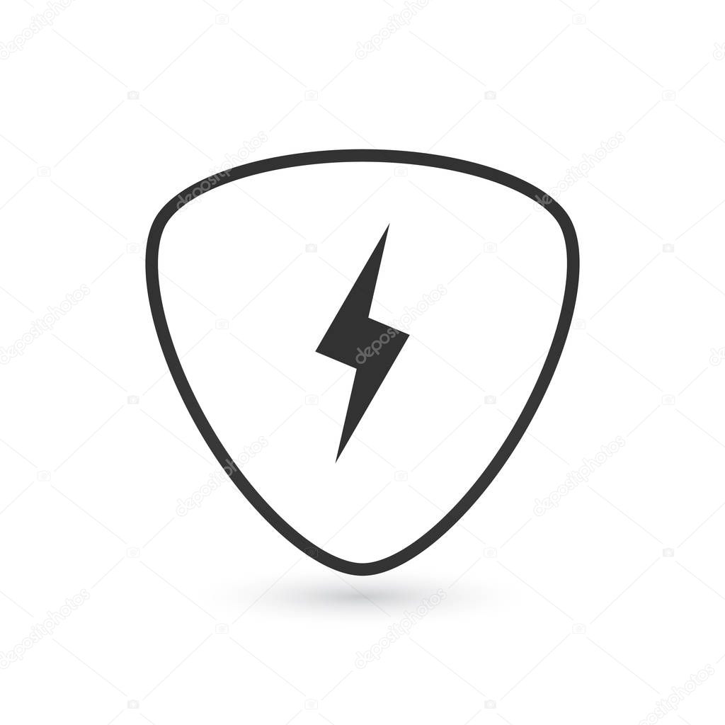 Guitar pick and lightning icon vector illustration isolated on white