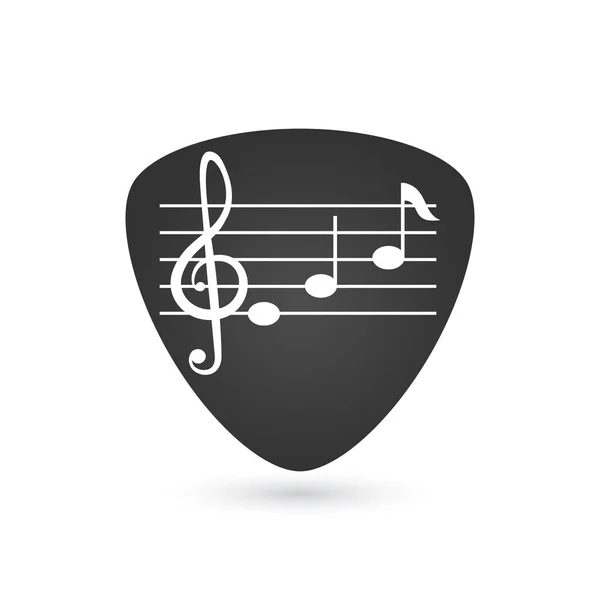 Illusztráció Egy Elszigetelt Gitár Pick Egy Kulcsban Jegyzetek Vektoros Illusztráció — Stock Vector