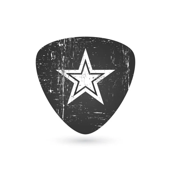 Rock star-jelvényt, vagy a címkére grunge hatás. gitár pick közvetítő. A hard rock zene band fesztivál fél jelzések, nyomatok és bélyegek. vektoros illusztráció. — Stock Vector