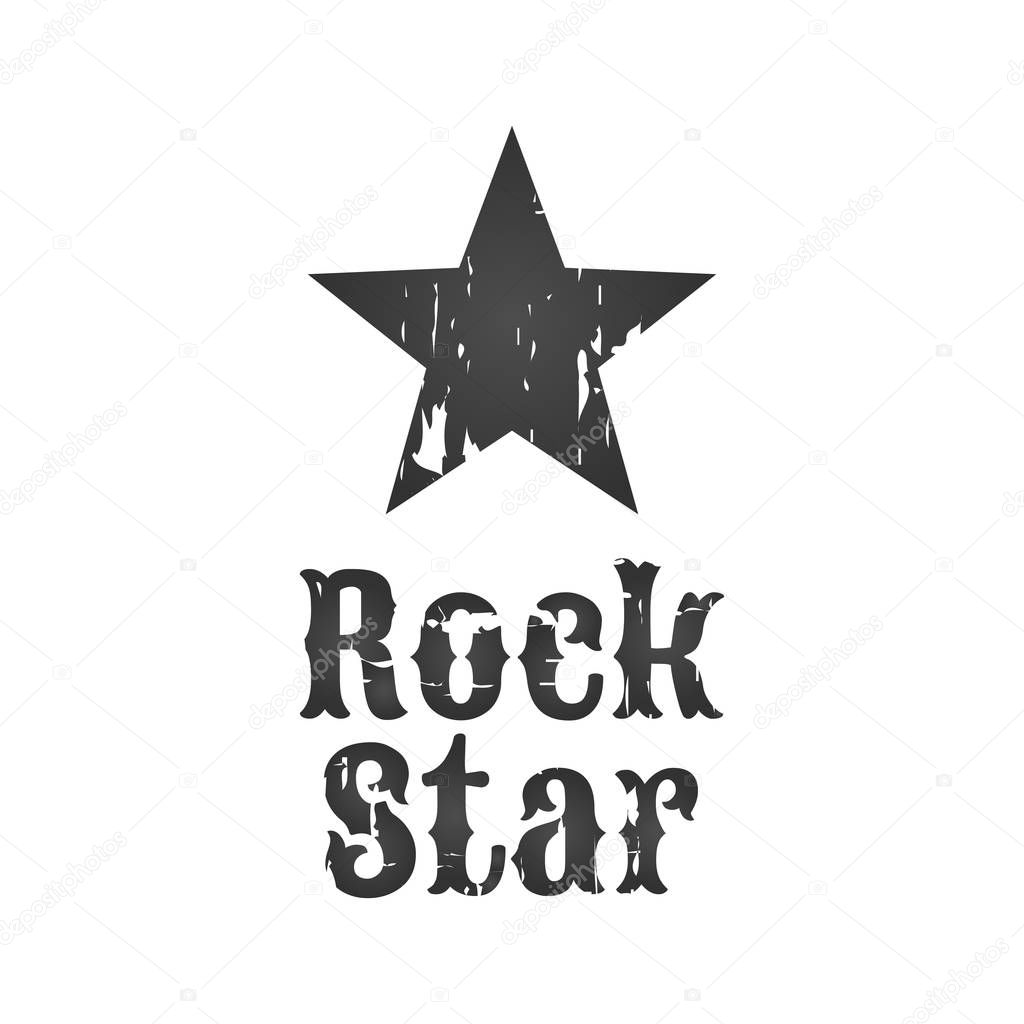 Rock star badge or Label. For hard rock music band festival party signage, prints and stamps. vector illustration.