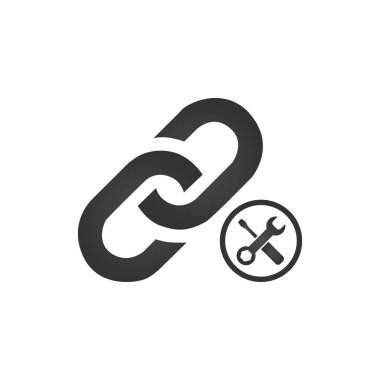 Bağlantı simgesini araçları ile. ayarları kavramı bağlantı. Beyaz arka plan üzerinde izole vektör çizim