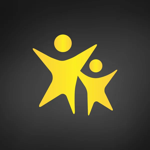 Jaune Moderne Enfants Adultes Logo Happy Kids Illustration Vectorielle Isolée — Image vectorielle