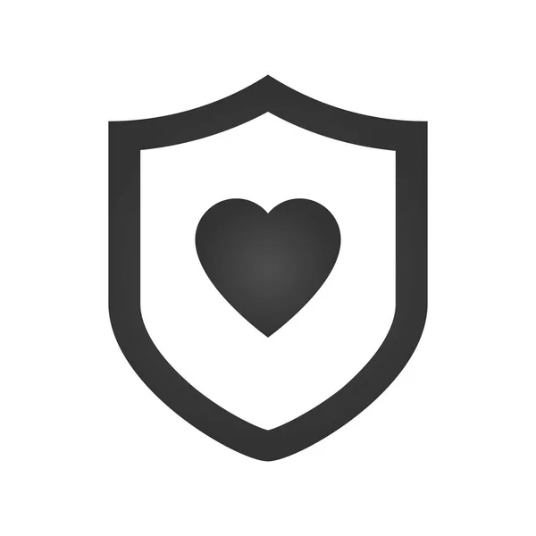 Защитный Щит Плоским Вектором Сердца — стоковый вектор