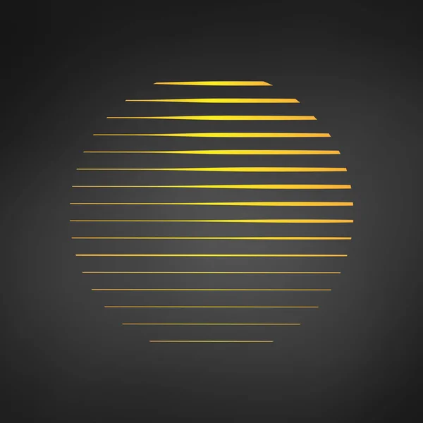 Şeritler Güneş Logo Kavramı Soyut Çemberi Siyah Arka Plan Üzerine — Stok Vektör