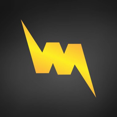 Harf W veya Vm logo simge tasarım şablonu öğesi yıldırım gibi. Vektör çizim.