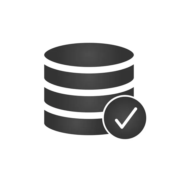 Datenbank, Server isolierte flache Web-Handy-Symbol mit Häkchen. Vektor-Illustration isoliert auf modernem Hintergrund. — Stockvektor