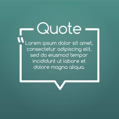 Alıntı konuşma balonu, şablon, metin köşeli ayraçlar, alıntı çerçeve, teklif kutusu. vektör çizim.