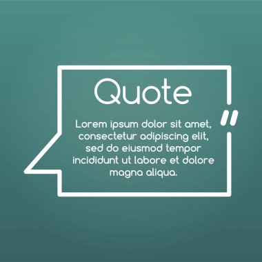 Alıntı konuşma balonu, şablon, metin köşeli ayraçlar, alıntı çerçeve, teklif kutusu. vektör çizim.