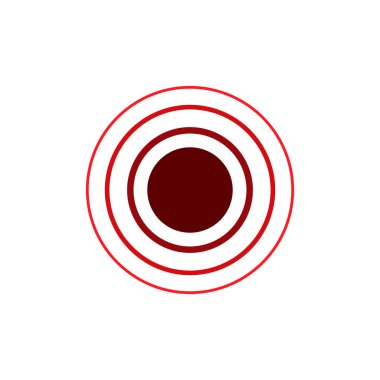 Kırmızı eş merkezli halkalardan. Merkez üssü tema. Beyaz arka plan üzerinde izole basit düz vektör çizim