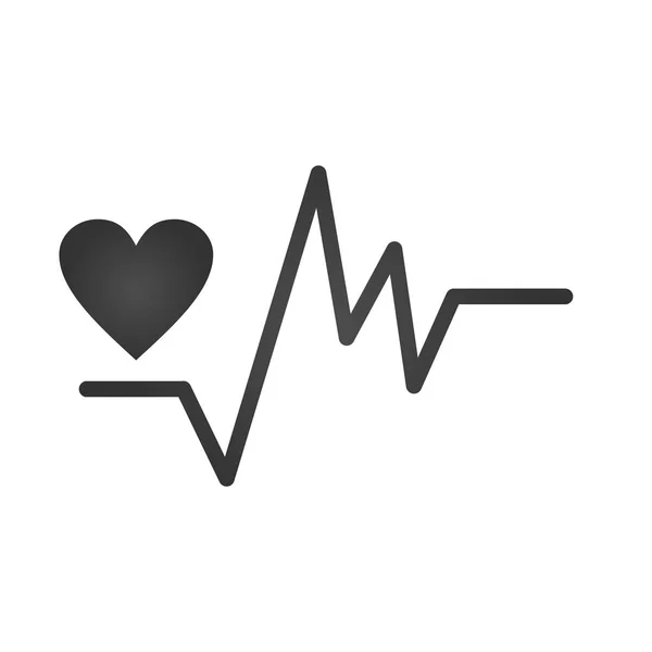 Grijze Onregelmatige Hartslag Hart Pictogram Heartbeat Teken Grafiek Platte Ontwerp — Stockvector