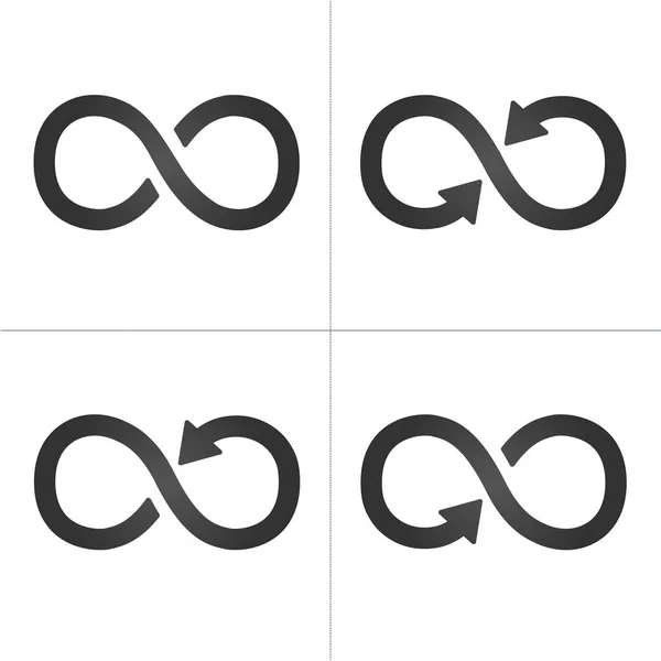 Pfeil Infinity Symbol Gesetzt Vektor Illustration Isoliert Auf Weißem Hintergrund — Stockvektor