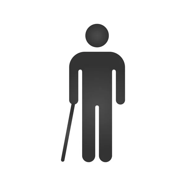 Web モバイル インフォ グラフィックの杖線アイコン入れて歩いている男 白い背景に分離されたベクトル暗い灰色のアイコン — ストックベクタ