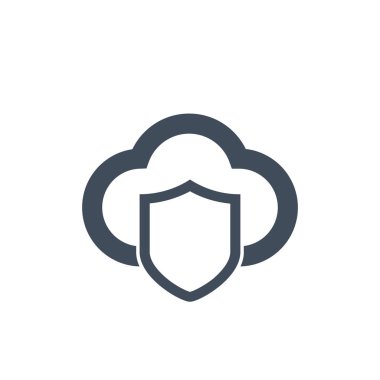 Guvenlik simgesi ile kalkan bulut. vektör illüstrasyon izole temiz arka plan üzerinde