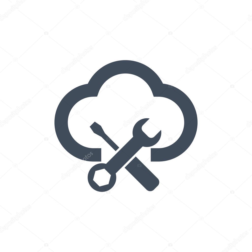Cloud Wrench Tools icon repare maintance service pictograph. Vector illustration isolated on white background