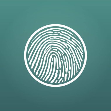 Daire simgesi parmak izi vektör çizim, güvenlik kavramı
