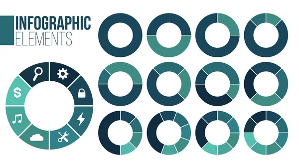 Zestaw koło with1-8 Opcje wykresu infografikę szablony dla prezentacje, reklama, układy, sprawozdania roczne. Wektor ilustracja na białym tle. — Wektor stockowy