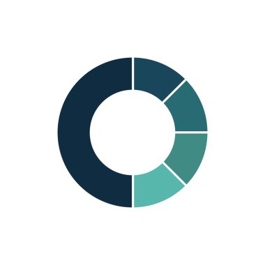 Yeşil daire grafik Infographic şablonu 5 seçenekleri veya sunuları, reklam, düzenleri, yıllık raporlar için adımları ile mavi. Beyaz arka plan üzerinde izole vektör çizim.