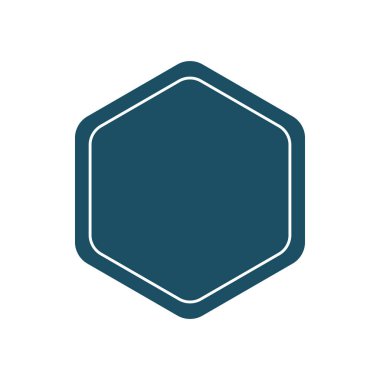 Tasarım şablonu pentagon rozet veya çerçeve. Basit en az büyük düz geometrik şekiller. Grafik arka planda metin için yer. Soyut nesneleri poster.