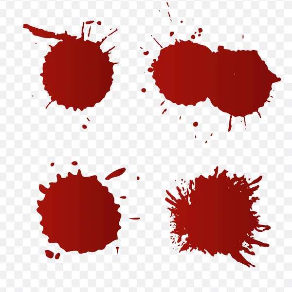 Schizzi Sangue Realistici Gocce Sangue Vettore Impostato Spruzza Inchiostro Rosso — Vettoriale Stock