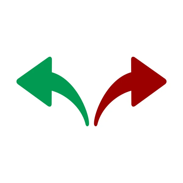 Rood Groen Links Rechts Pijlen Tegengestelde Richtingen Divergentie Vooruit Achteruit — Stockvector