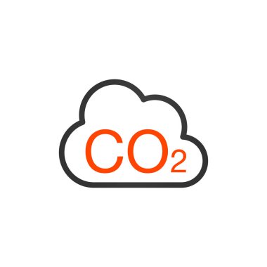CO2 simgesi. Bulut karbon dioksit emisyonları. Hava ve çevre kirliliğinin