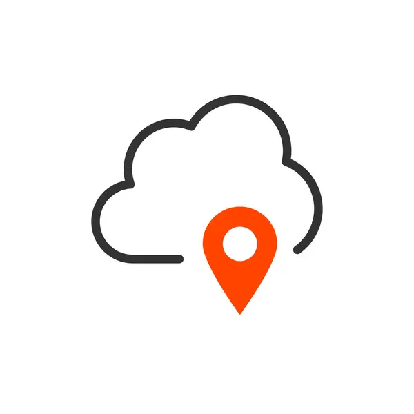 Cloud Technologie Locatie Pin Pictogram Vectorillustratie Geïsoleerd Witte Achtergrond — Stockvector