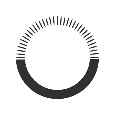 Geometrik güneş ışınları ile daire öğe yapılan şekiller yayılan üst ve düz alt. Soyut daire şekli. Beyaz arka plan üzerinde izole vektör çizim