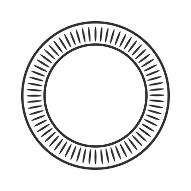 Geometrik güneş ışınları ile daire öğe şekiller yayılan yaptı. Soyut daire şekli. Beyaz arka plan üzerinde izole vektör çizim
