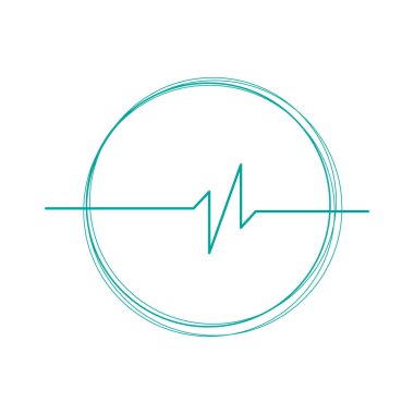 Doğrusal kardiyogram cricle logosu. Kardiyoloji kalp monitörü yendi. EKG. Nabız hattı. İzole vektör çizim