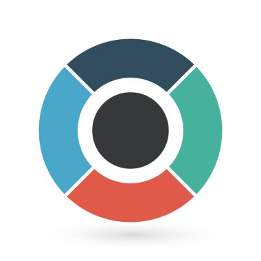 Daire grafik Infographic template sunumlar, reklam, düzenleri, yıllık raporlar için 4 seçenekleri ile. Beyaz arka plan üzerinde izole vektör çizim