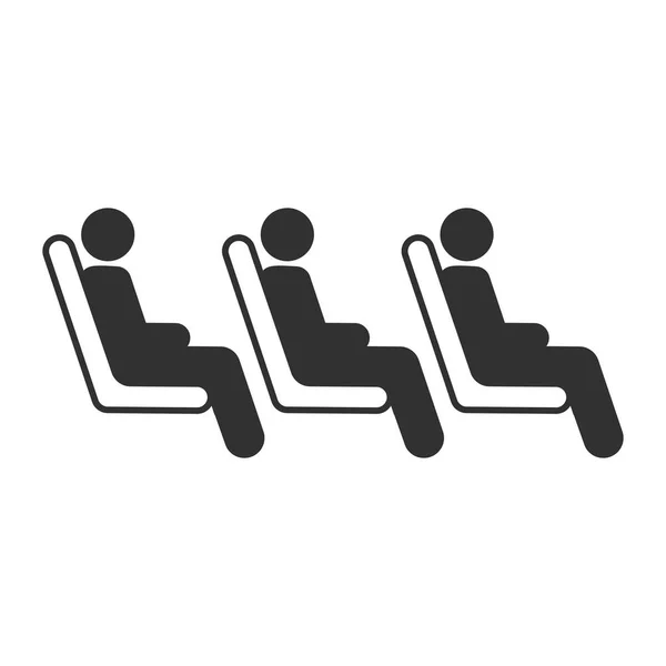 Три Пассажира Сидят Ряду Общественном Транспорте Векторная Иллюстрация Белом Фоне — стоковый вектор