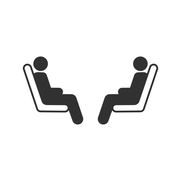 Three Passenger Seating Public Transportation Faced Each Other Vector Illustration — Stock Vector
