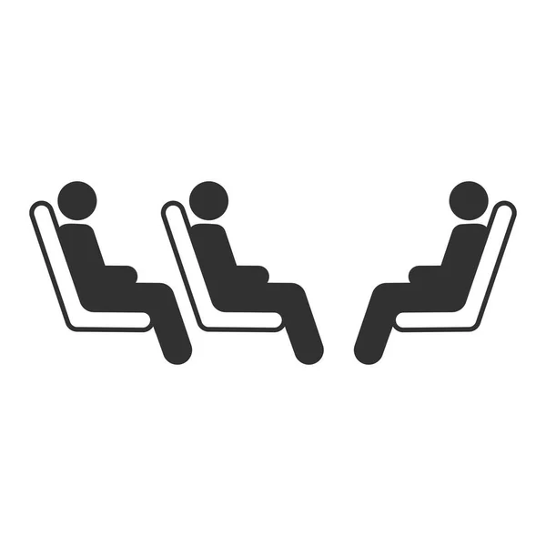 Three Passenger Seating Row Public Transportation Vector Illustration Isolated White — Stock Vector