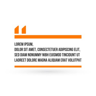 Yenilikçi turuncu teklif şablonu tırnak. Yaratıcı vektör afiş çizim bir çerçeve içinde bir alıntı tırnak işareti ile. Beyaz arka plan üzerinde izole vektör çizim