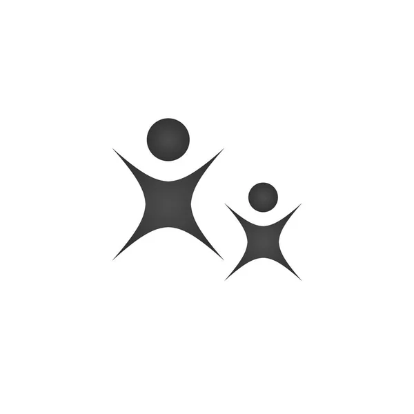 成人和儿童的标志。两个人有趣。三个人移动应用程序的图标。跳舞的人。. 矢量插图. — 图库矢量图片
