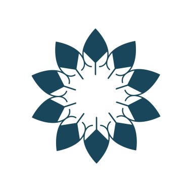 Vektör organik ve doğal amblem ve logo tasarım şablonu, ekoloji kavramı, yaprakları ile yapılan daire. Beyaz arka plan üzerinde izole vektör çizim