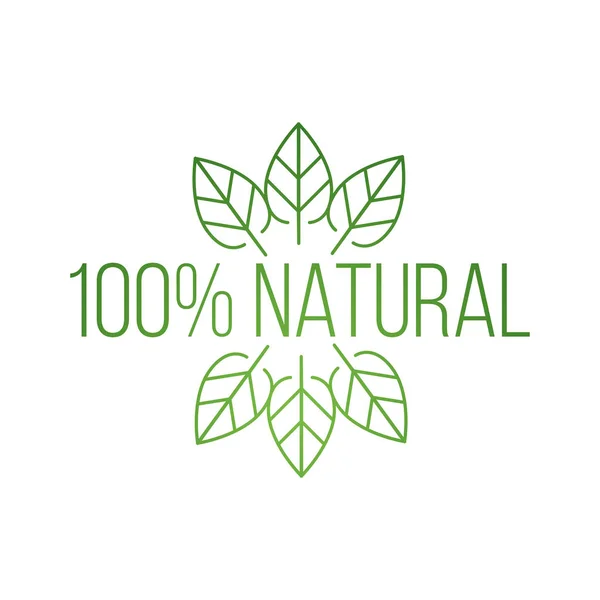 Logo 100 Por Ciento Natural Con Hojas Producto Natural Alimentos — Vector de stock