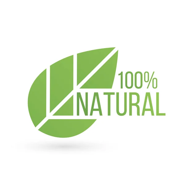 Producto Bio Eco 100 Por Ciento Emblema Hoja Orgánica Etiqueta — Vector de stock