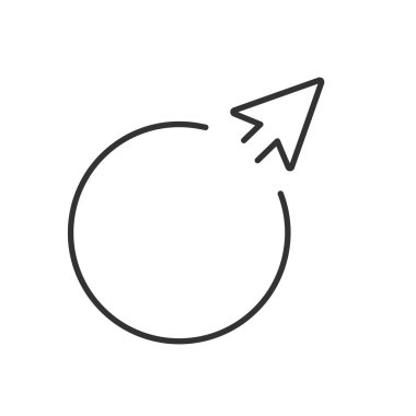 Ok yukarı simgesi yuvarlanır. Bir daire, siyah renk, şeffaf arka plan içinde düz ikonik sembolü vektör çizim tarzıdır. Web ve yazılım arabirimleri için tasarlanmış.