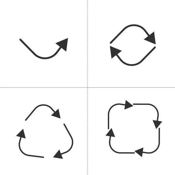 Set Van Zwarte Cirkel Vierkante Pijlen Één Twee Drie Vier — Stockvector