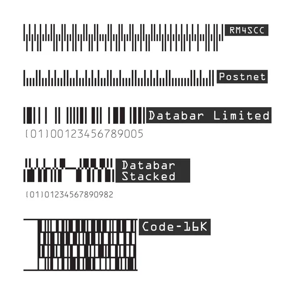 Business Streckkoder Och Koder Vektor Set Rm4Scc Postnet Databar Limited — Stock vektor